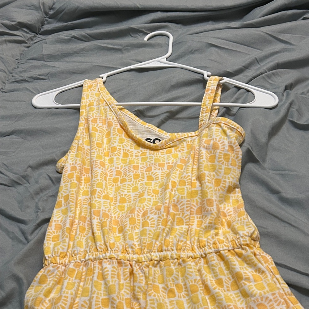SO Yellow and White Patterned Kids One Piece